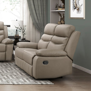 English Elm Reclining 3 Piece Top Grain Leather Sofa Set with Pocket Coil Cushions Modern Living Room Greige, Warm Taupe Plywood B011S09398
