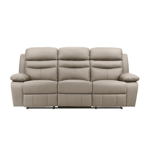 English Elm Reclining 3 Piece Top Grain Leather Sofa Set with Pocket Coil Cushions Modern Living Room Greige, Warm Taupe Plywood B011S09398