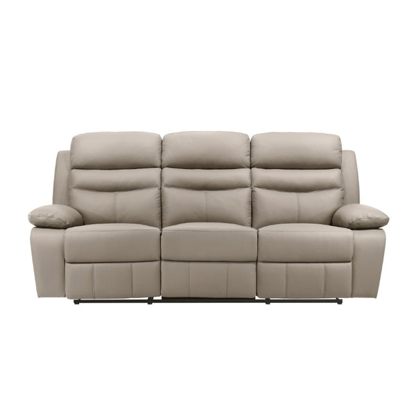 English Elm Reclining 3 Piece Top Grain Leather Sofa Set with Pocket Coil Cushions Modern Living Room Greige, Warm Taupe Plywood B011S09398
