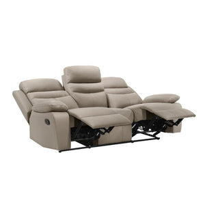 English Elm Reclining 3 Piece Top Grain Leather Sofa Set with Pocket Coil Cushions Modern Living Room Greige, Warm Taupe Plywood B011S09398