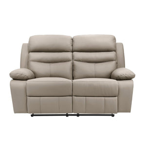 English Elm Reclining 3 Piece Top Grain Leather Sofa Set with Pocket Coil Cushions Modern Living Room Greige, Warm Taupe Plywood B011S09398