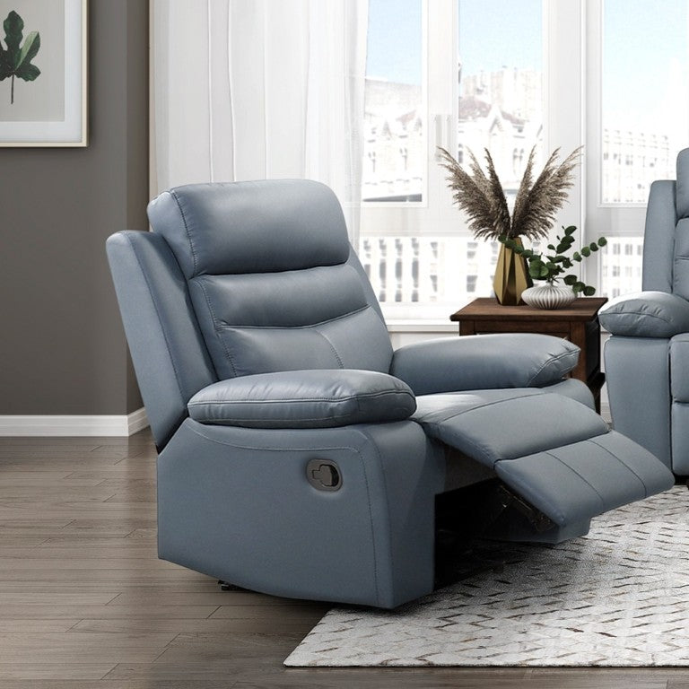 English Elm 3Pc Top-Grain Leather Reclining Sofa Loveseat Chair Set Modern Living Room B011S09400