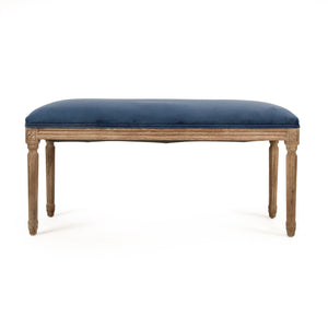 Lille Bench Limed Grey Oak, Blue Velvet B014 E272 11905 Zentique
