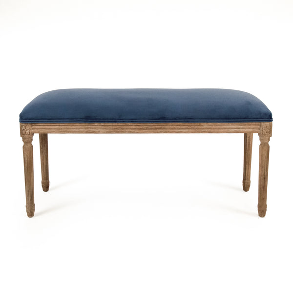 Lille Bench Limed Grey Oak, Blue Velvet B014 E272 11905 Zentique