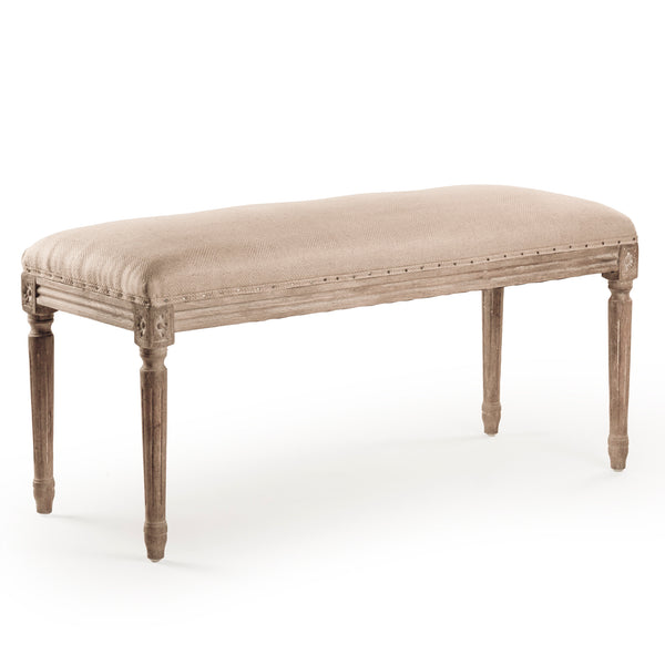 Lille Bench Limed Grey Oak, Hemp Linen B014 E272 H009 Zentique