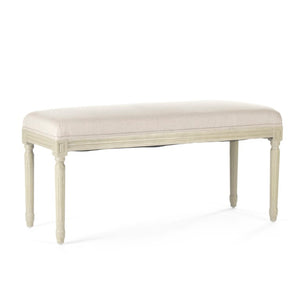 Zentique Lille Scandinavian birch bench with linen-upholstered cushion — compact, sturdy seating for entryway Grey Birch, Natural Linen B014 257-1 A003