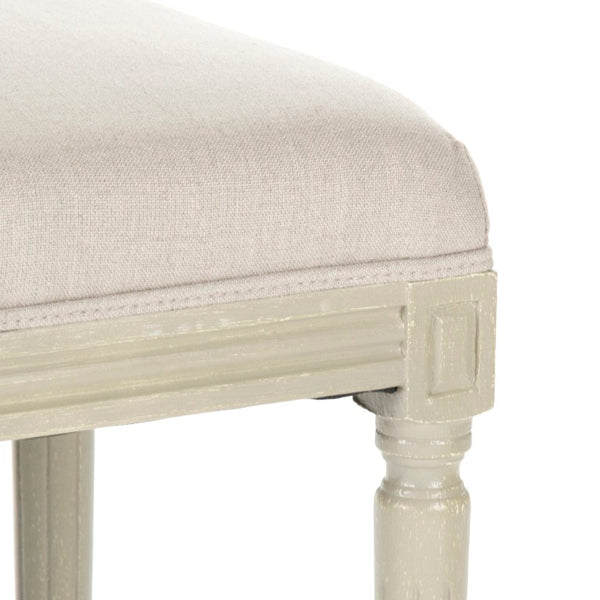 Zentique Lille Scandinavian birch bench with linen-upholstered cushion — compact, sturdy seating for entryway Grey Birch, Natural Linen B014 257-1 A003