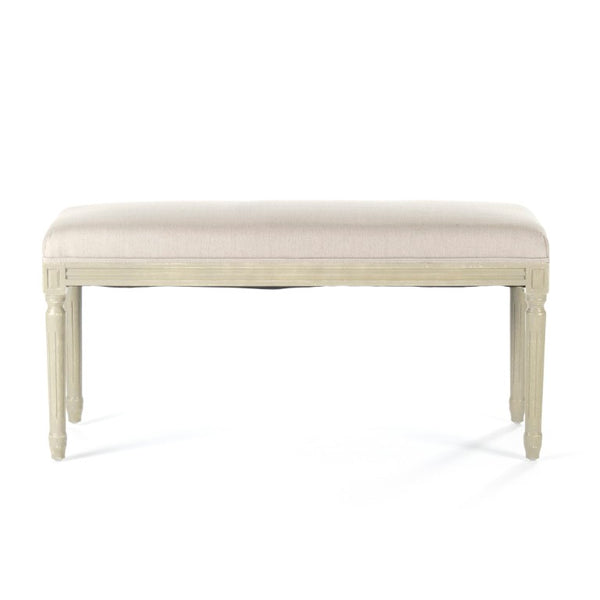 Zentique Lille Scandinavian birch bench with linen-upholstered cushion — compact, sturdy seating for entryway Grey Birch, Natural Linen B014 257-1 A003
