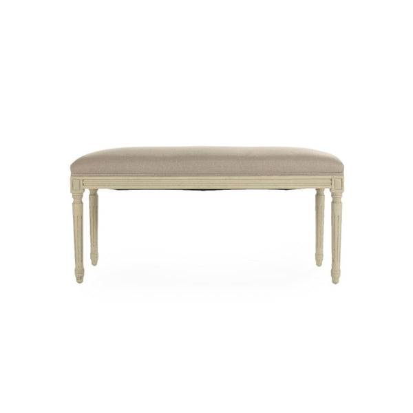 Zentique Lille Birch Bench with Linen Cushion — Scandinavian Minimalist Seating, Compact Entryway & Bedroom Accent B014 309 A003 w/o Nailhead