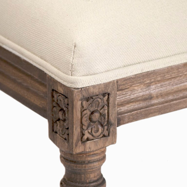 Zentique Lille Natural Oak Bench with Cotton Upholstery — Compact Entryway Seating, Minimalist Tapered Legs B014 E106 C020
