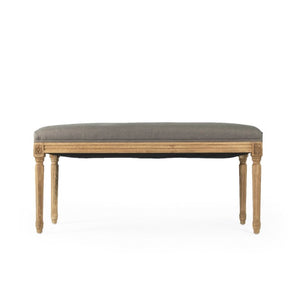 Zentique Lille Bench with Solid Oak Frame and Linen Upholstery — Scandinavian Minimalist Seating for Entryway Natural Oak, Grey Linen B014 E255 A048