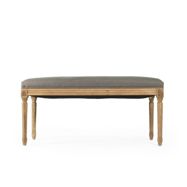 Zentique Lille Bench with Solid Oak Frame and Linen Upholstery — Scandinavian Minimalist Seating for Entryway Natural Oak, Grey Linen B014 E255 A048
