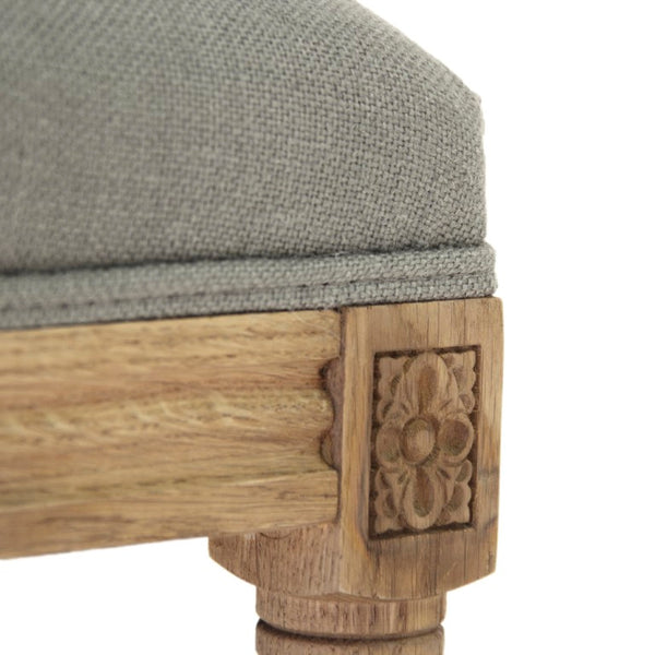 Zentique Lille Bench with Solid Oak Frame and Linen Upholstery — Scandinavian Minimalist Seating for Entryway Natural Oak, Grey Linen B014 E255 A048