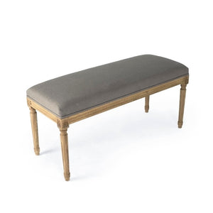 Zentique Lille Bench with Solid Oak Frame and Linen Upholstery — Scandinavian Minimalist Seating for Entryway Natural Oak, Grey Linen B014 E255 A048