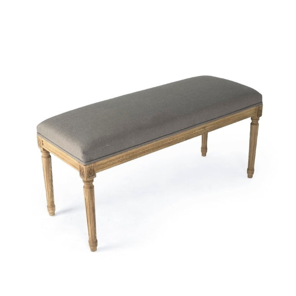 Zentique Lille Bench with Solid Oak Frame and Linen Upholstery — Scandinavian Minimalist Seating for Entryway Natural Oak, Grey Linen B014 E255 A048
