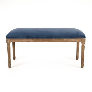 Zentique Lille Scandinavian Oak Bench with Plush Velvet Seat — Compact Entryway & Bedroom Seating, 40" W Limed Grey Oak, Blue Velvet B014 E272 11905