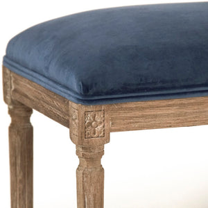 Zentique Lille Scandinavian Oak Bench with Plush Velvet Seat — Compact Entryway & Bedroom Seating, 40" W Limed Grey Oak, Blue Velvet B014 E272 11905