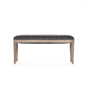 Zentique Lille Scandinavian Oak Bench with Plush Velvet Seat — Compact Entryway & Bedroom Seating, 40" W Limed Grey Oak, Grey Velvet B014 E272 V007