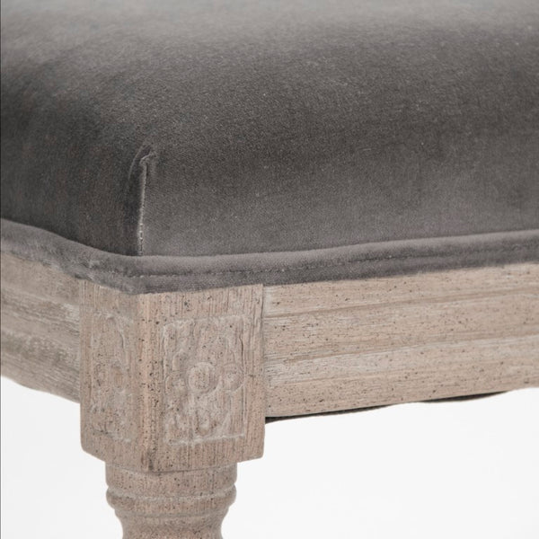 Zentique Lille Scandinavian Oak Bench with Plush Velvet Seat — Compact Entryway & Bedroom Seating, 40" W Limed Grey Oak, Grey Velvet B014 E272 V007
