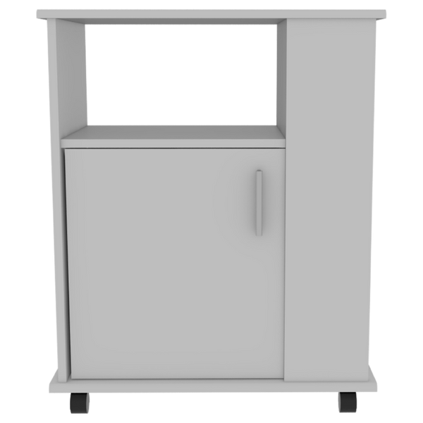 English Elm 2 Piece Kitchen Island and Microwave Pantry Cabinet Set in Engineered Wood B0200S00211