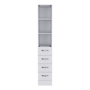 English Elm 2 Piece White Bathroom Storage Set with Freestanding Vanity and Coordinating Linen Cabinet B0200S00216