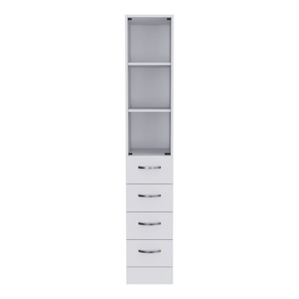 English Elm 2 Piece White Bathroom Storage Set with Freestanding Vanity and Coordinating Linen Cabinet B0200S00216