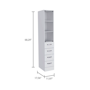 English Elm 2 Piece White Bathroom Storage Set with Freestanding Vanity and Coordinating Linen Cabinet B0200S00216