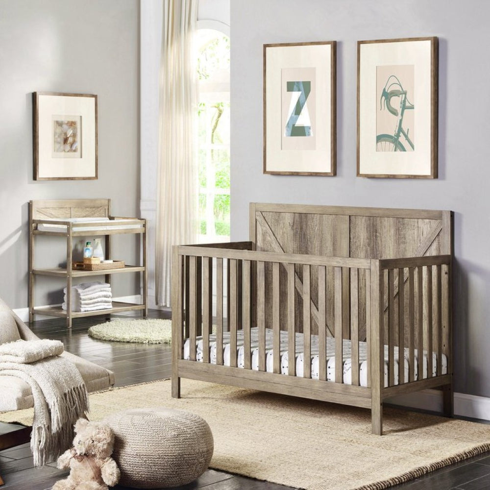 English Elm Barnside Convertible Crib with Distressed Finish Grows From Nursery to Full Bed B02257230