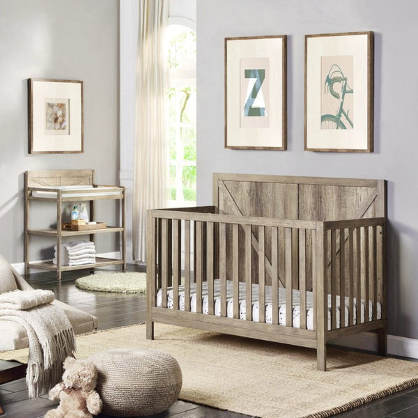 English Elm Barnside Convertible Crib with Distressed Finish Grows From Nursery to Full Bed B02257230