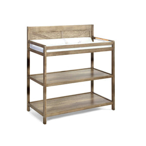 English Elm Barnside Solid Wood Nursery Changing Table with Safety Rails and Open Storage Shelves B02257232