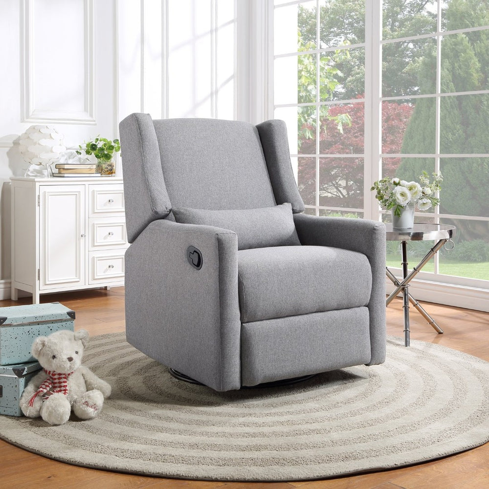 English Elm Pronto Wingback Swivel Glider Recliner Upholstered in Soft Gray Fabric for Any Room B02257237
