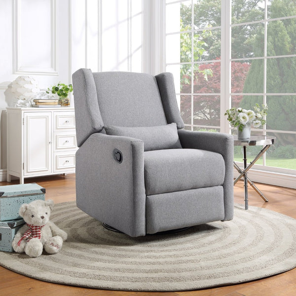 English Elm Pronto Wingback Swivel Glider Recliner Upholstered in Soft Gray Fabric for Any Room B02257237