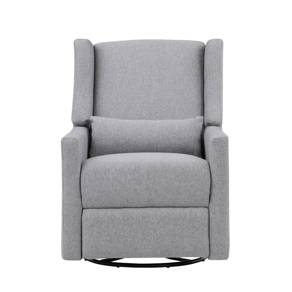 English Elm Pronto Wingback Swivel Glider Recliner Upholstered in Soft Gray Fabric for Any Room B02257237