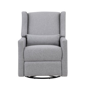 English Elm Pronto Wingback Swivel Glider Recliner Upholstered in Soft Gray Fabric for Any Room B02257237
