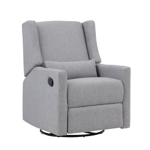 English Elm Pronto Wingback Swivel Glider Recliner Upholstered in Soft Gray Fabric for Any Room B02257237