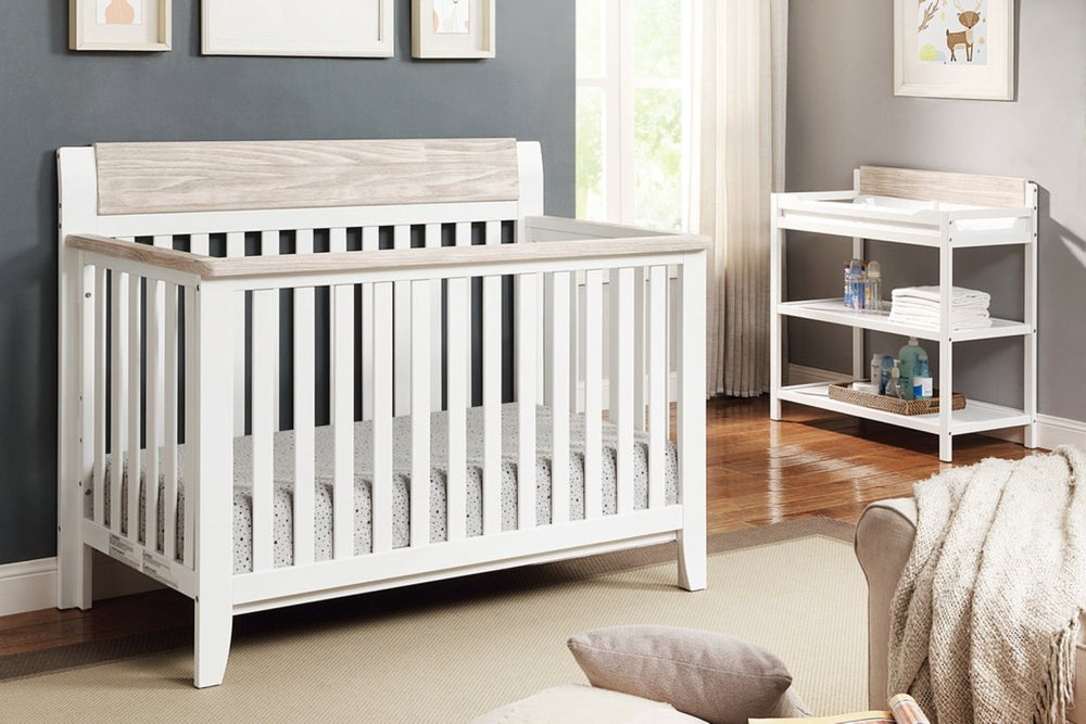 English Elm Hayes Convertible Crib Four Stage Growth Design for Modern Farmhouse Nursery Decor B02263740