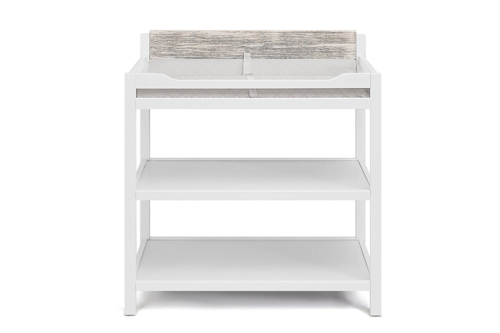English Elm Hayes Nursery Changing Table Two-tone White Natural Wood Finish Compact Standing Height B02263743