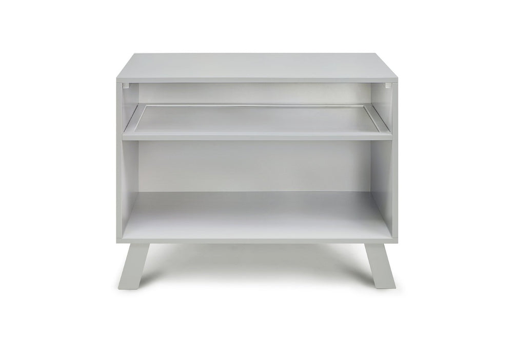 English Elm Livia Convertible Changing Table with Open Shelf Base in a Modern Gray Finish B02263763
