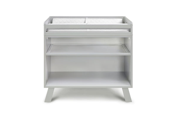 English Elm Livia Convertible Changing Table with Open Shelf Base in a Modern Gray Finish B02263763
