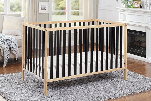 English Elm Deux Remi Convertible Wood Nursery Crib Modern Two-tone Toddler Bed Transition Natural/Black B02263767