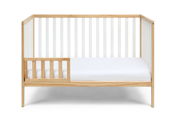 English Elm Deux Remi Convertible Wood Nursery Crib Modern Two-tone Toddler Bed Transition Natural/White B02263768