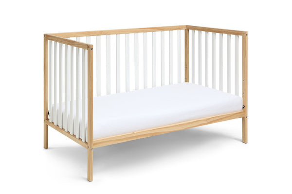 English Elm Deux Remi Convertible Wood Nursery Crib Modern Two-tone Toddler Bed Transition Natural/White B02263768
