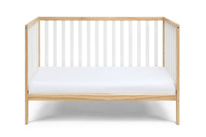 English Elm Deux Remi Convertible Wood Nursery Crib Modern Two-tone Toddler Bed Transition Natural/White B02263768