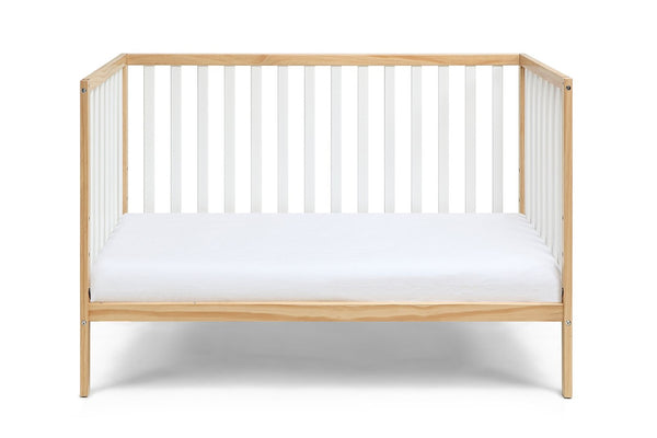 English Elm Deux Remi Convertible Wood Nursery Crib Modern Two-tone Toddler Bed Transition Natural/White B02263768