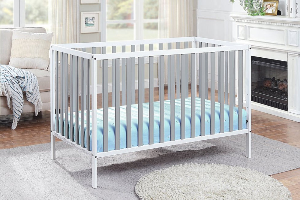 English Elm Deux Remi Convertible Wood Nursery Crib Modern Two-tone Toddler Bed Transition White/Gray B02263769