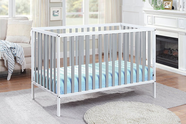 English Elm Deux Remi Convertible Wood Nursery Crib Modern Two-tone Toddler Bed Transition White/Gray B02263769