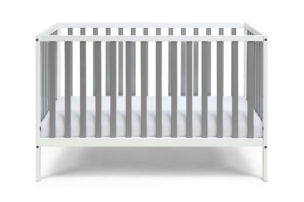 English Elm Deux Remi Convertible Wood Nursery Crib Modern Two-tone Toddler Bed Transition White/Gray B02263769