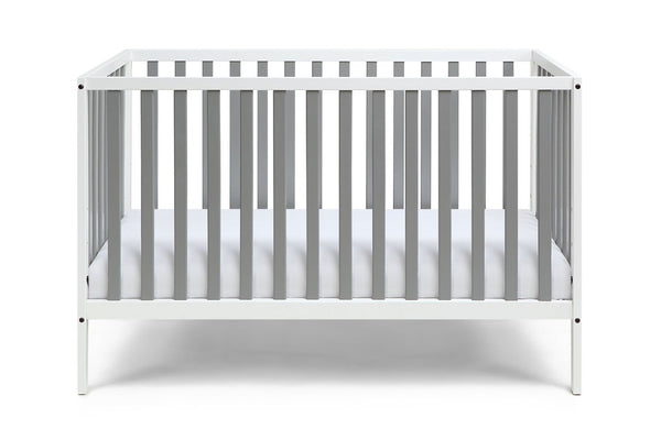 English Elm Deux Remi Convertible Wood Nursery Crib Modern Two-tone Toddler Bed Transition White/Gray B02263769