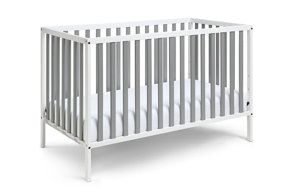 English Elm Deux Remi Convertible Wood Nursery Crib Modern Two-tone Toddler Bed Transition White/Gray B02263769