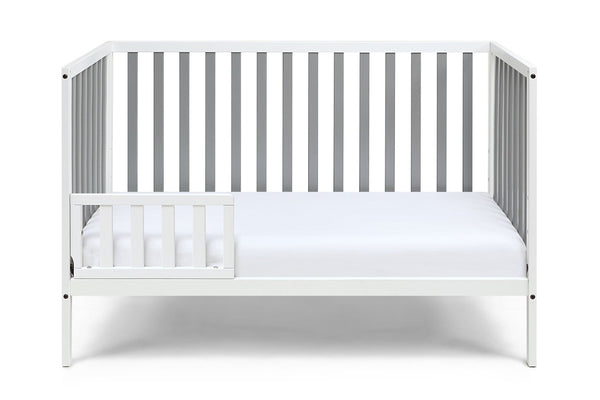 English Elm Deux Remi Convertible Wood Nursery Crib Modern Two-tone Toddler Bed Transition White/Gray B02263769